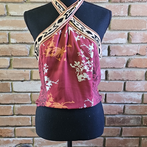 Boho Floral Halter Top with Smocked Back - Picture 3 of 7